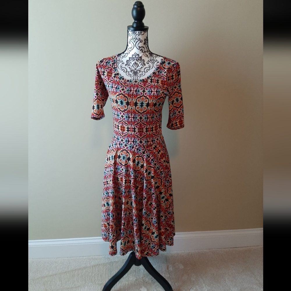 LuLaRoe Fit and Flare Nicole Midi Dress